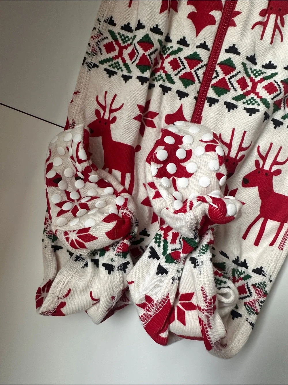 Hanna Andersson Organic Cotton Holiday Zippered Reindeer Footie Zippy 0-3m 50cm